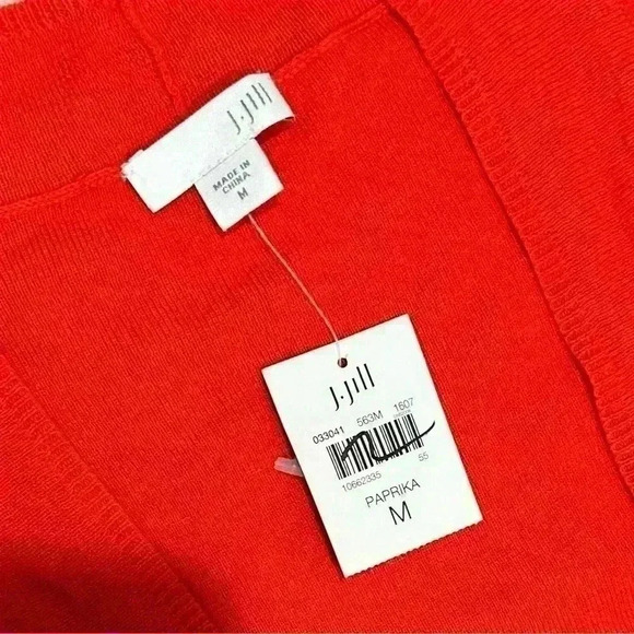 NWT J Jill Women’s Open Front 3/4 Sleeve Cardigan Sweater Paprika Red Size M - Picture 2 of 8